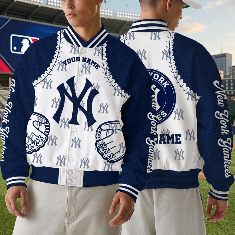 [FLASH SALE] NEW CUSTOMIZED MLB01 NYY NEW YORK YANKEES SATIN VARSITY & BASEBALL JACKET