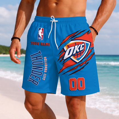 LIMITED EDITION - NEW CUSTOMIZED NBA01 OCT OKLAHOMA CITY THUNDER SHORT PANTS