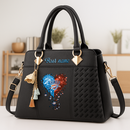LIMITED EDITION - NEW CUSTOMIZED NBA01 OCT OKLAHOMA CITY THUNDER ZIP HANDBAG MULTICOLOR