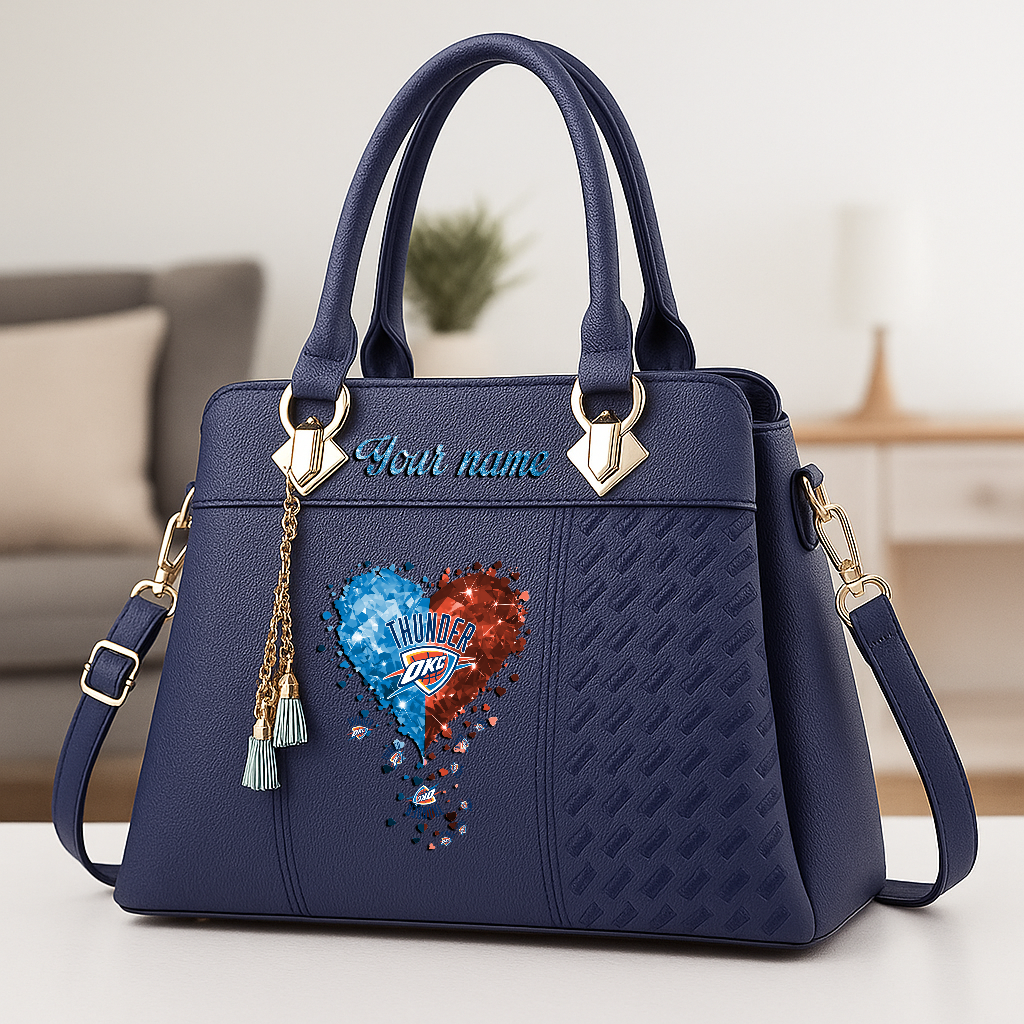 LIMITED EDITION - NEW CUSTOMIZED NBA01 OCT OKLAHOMA CITY THUNDER ZIP HANDBAG MULTICOLOR