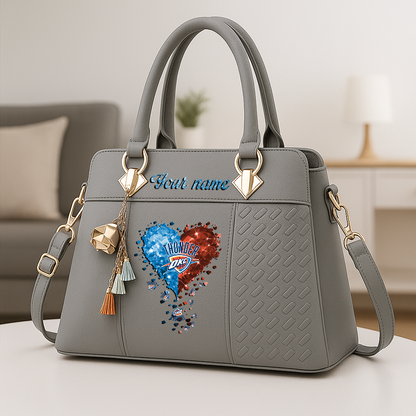 LIMITED EDITION - NEW CUSTOMIZED NBA01 OCT OKLAHOMA CITY THUNDER ZIP HANDBAG MULTICOLOR