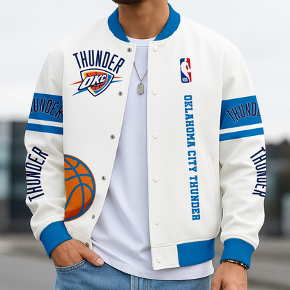 LIMITED EDITION - NEW CUSTOMIZED NBA01 OC OKLAHOMA CITY THUNDER BASEBALL JACKET