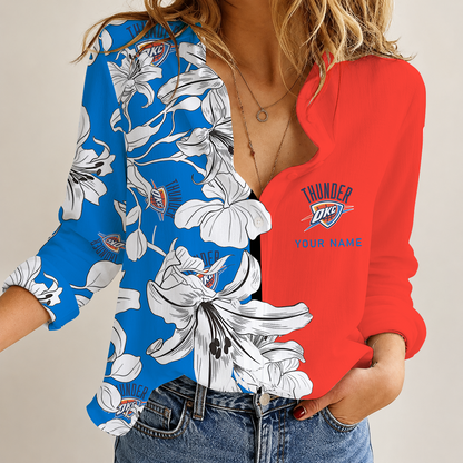 [HOT DEAL] NEW CUSTOMIZED NBA01 OCT OKLAHOMA CITY THUNDER WOMEN CASUAL SHIRT FOR FAN