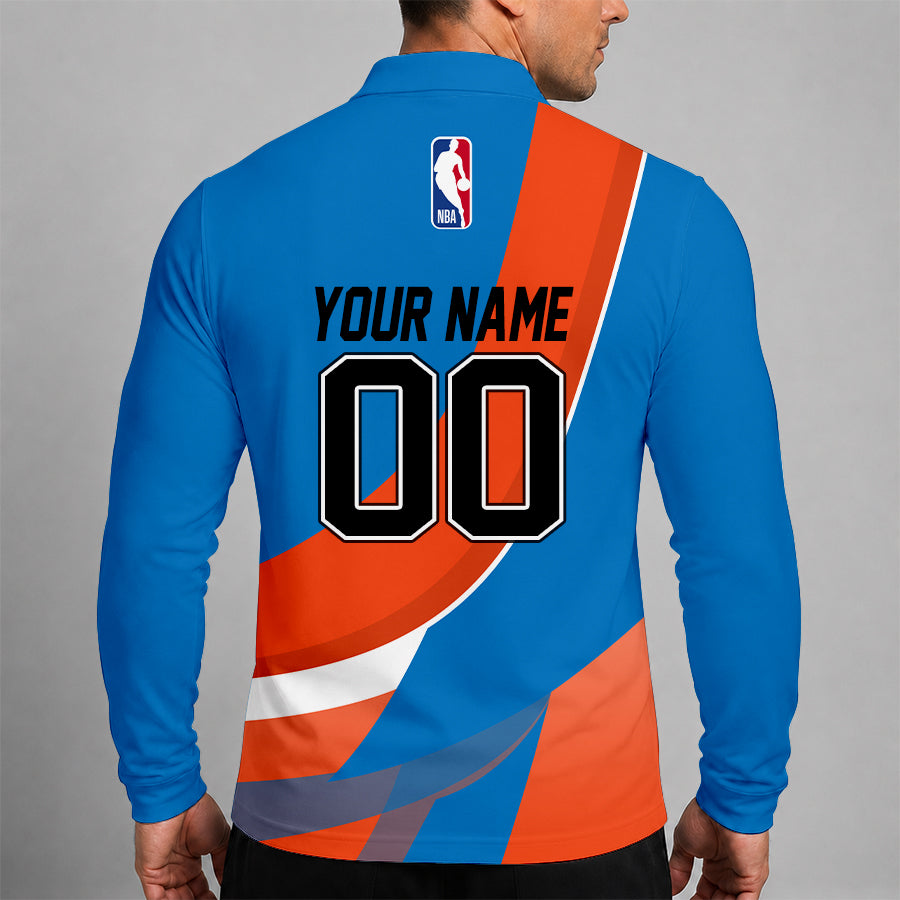 [HOT DEAL] NEW CUSTOMIZED NBA01 OCT OKLAHOMA CITY THUNDER MEN LONG SLEEVE POLO