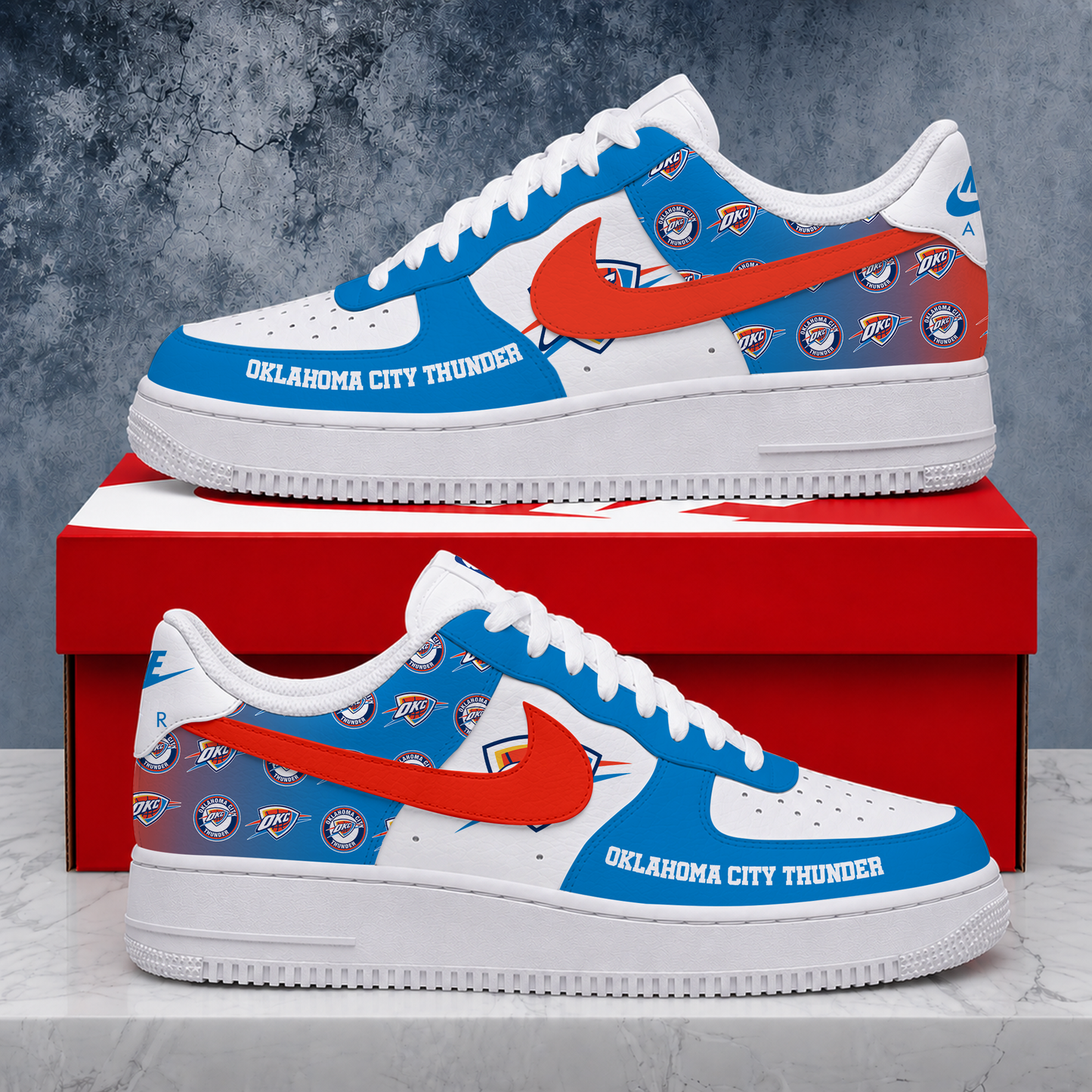 LIMITED EDITION - NEW CUSTOMIZED NBA01 OCT OKLAHOMA CITY THUNDER AF1 SNEAKERS
