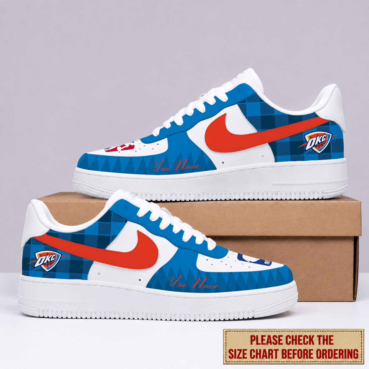 EXCLUSIVE EDITION - NEW CUSTOMIZED NBA01 OCT OKLAHOMA CITY THUNDER AF1 SNEAKERS