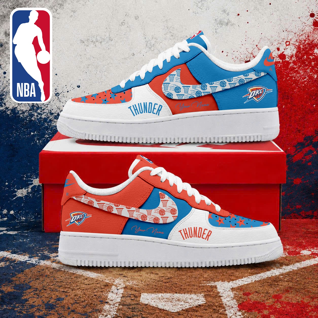 LIMITED EDITION - NEW CUSTOMIZED NBA01 OCT OKLAHOMA CITY THUNDER AF1 SNEAKERS