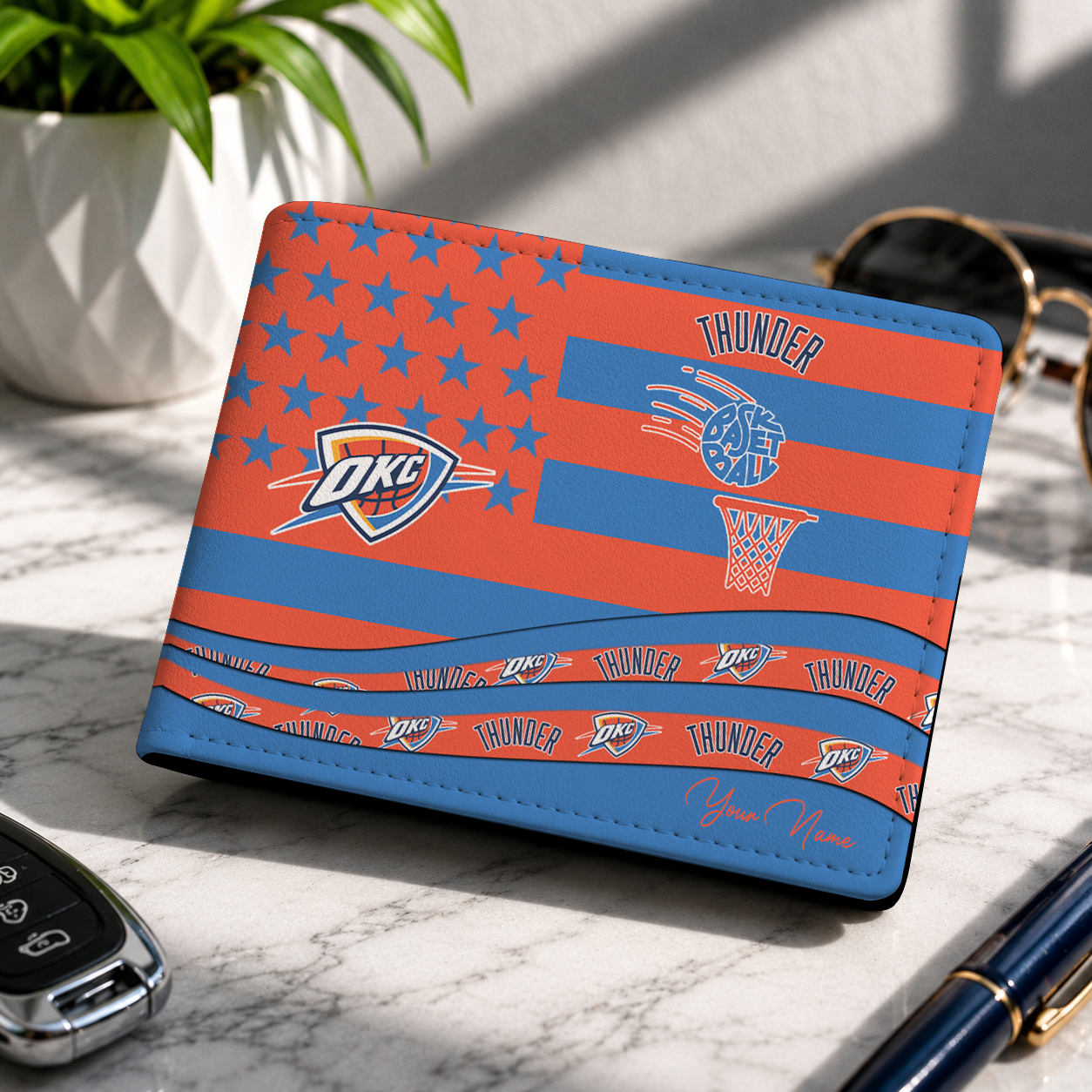 SPECIAL EDITION - NEW CUSTOMIZED NBA01 OCT OKLAHOMA CITY THUNDER LEATHER WALLET