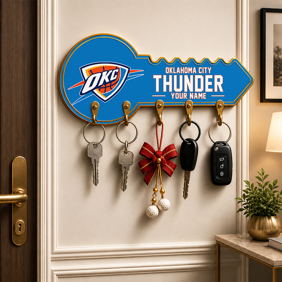 [HOT DEAL] NEW CUSTOMIZED NBA01 OCT OKLAHOMA CITY THUNDERWALL KEY HOLDER FOR HOME