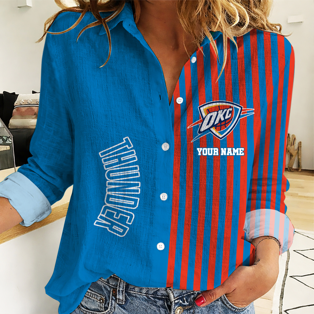 LIMITED EDITION - NEW CUSTOMIZED NBA01 OCT OKLAHOMA CITY THUNDER WOMEN CASUAL SHIRT