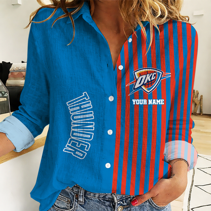 LIMITED EDITION - NEW CUSTOMIZED NBA01 OCT OKLAHOMA CITY THUNDER WOMEN CASUAL SHIRT