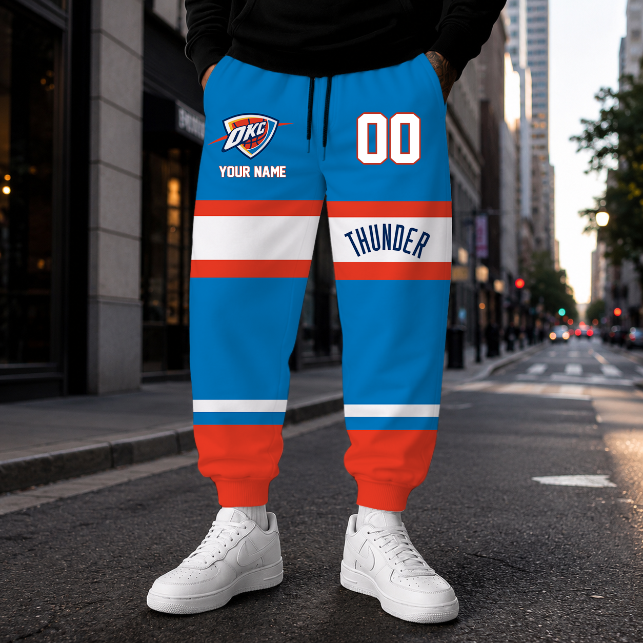 ELITE EDITION - NEW CUSTOMIZED NBA01 OCT OKLAHOMA CITY THUNDER SWEATPANTS