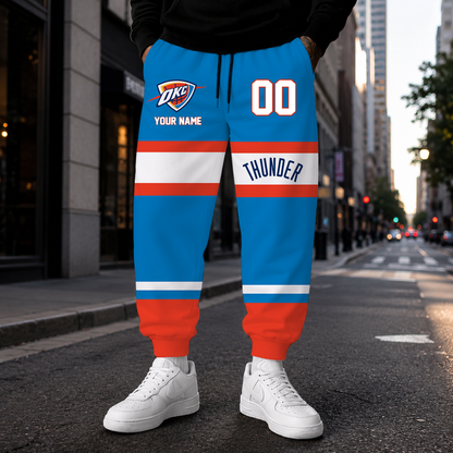 ELITE EDITION - NEW CUSTOMIZED NBA01 OCT OKLAHOMA CITY THUNDER SWEATPANTS