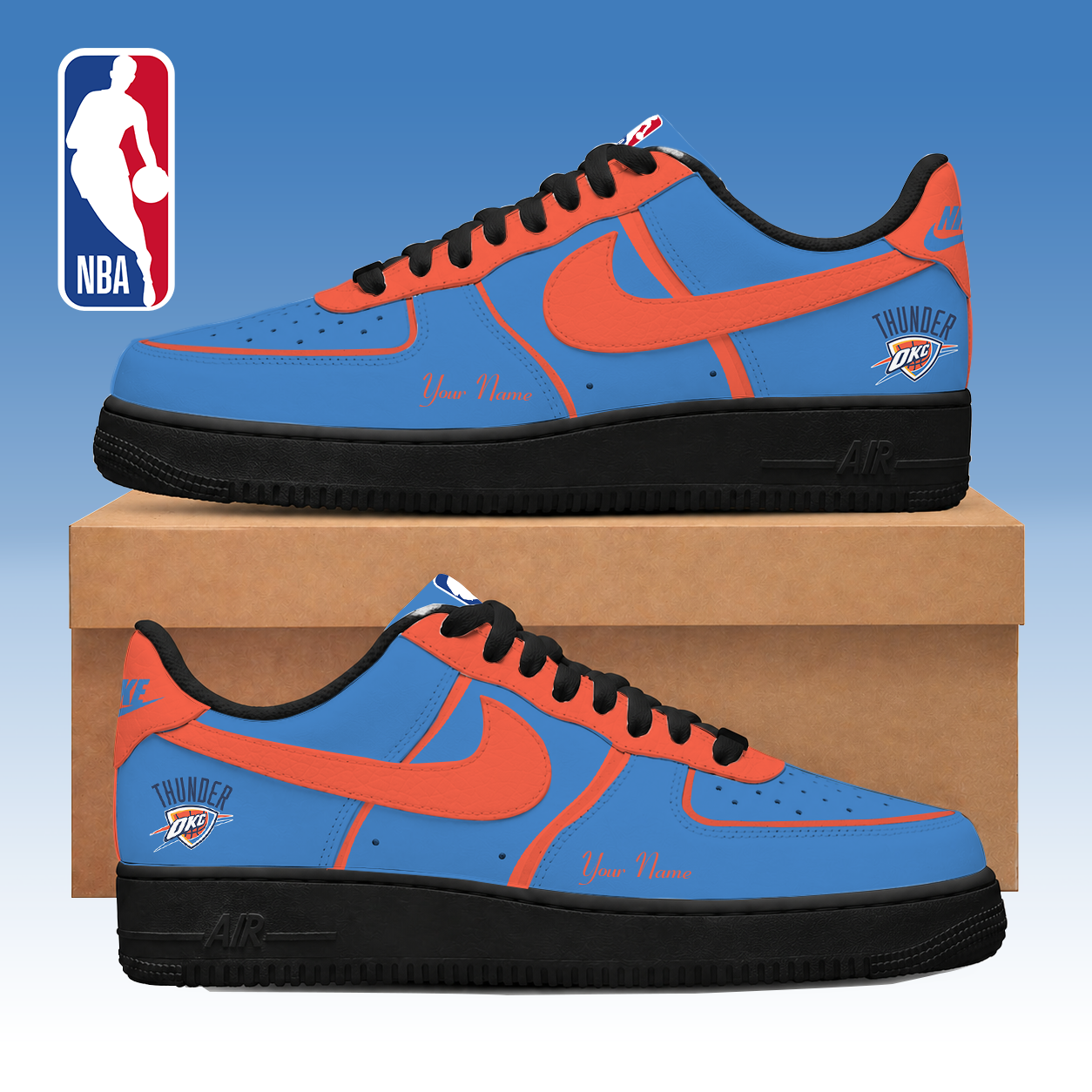 LIMITED EDITION - NEW CUSTOMIZED NBA01 OCT OKLAHOMA CITY THUNDER AF1 SNEAKERS