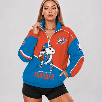 [HOT DEAL] NEW CUSTOMIZED NBA01 OCT OKLAHOMA CITY THUNDER V-NECK ZIPPER SWEATSHIRT JACKET