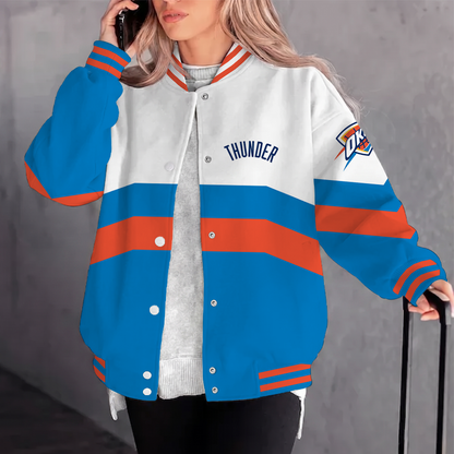 [HOT DEAL] NEW CUSTOMIZED NBA01 OCT OKLAHOMA CITY THUNDER BASEBALL JACKET, SATIN VARSITY JACKET