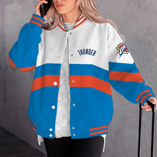 [HOT DEAL] NEW CUSTOMIZED NBA01 OCT OKLAHOMA CITY THUNDER BASEBALL JACKET, SATIN VARSITY JACKET