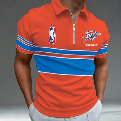 [HOT DEAL] NEW CUSTOMIZED NBA01 OCT OKLAHOMA CITY THUNDER ZIP POLO SHIRT