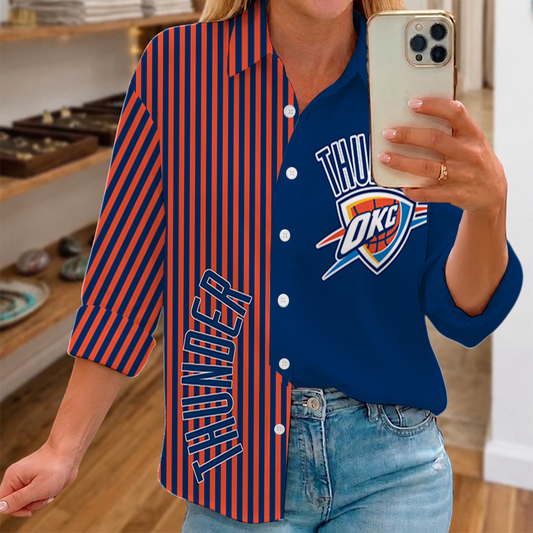 LIMITED EDITION - NEW CUSTOMIZED NBA01 OCT OKLAHOMA CITY THUNDER WOMEN CASUAL SHIRT FOR FAN