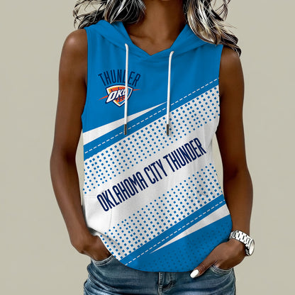[HOT DEAL] NEW CUSTOMIZED NBA01 OCT OKLAHOMA CITY THUNDER  WOMEN'S SLEEVELESS HOODED POCKET TANK TOP