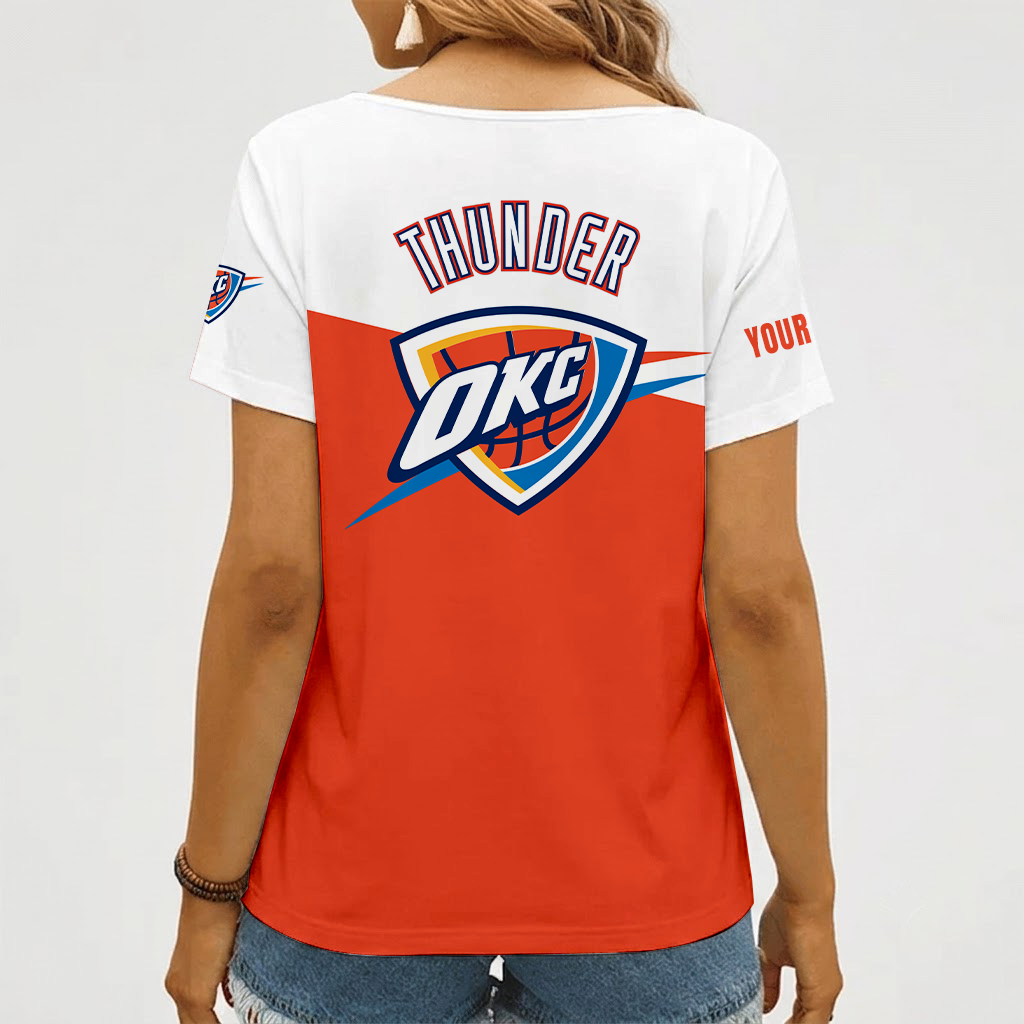 [HOT DEAL] NEW CUSTOMIZED NBA01 OCT OKLAHOMA CITY THUNDER V-NECK FEMALE SHIRT