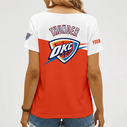 [HOT DEAL] NEW CUSTOMIZED NBA01 OCT OKLAHOMA CITY THUNDER V-NECK FEMALE SHIRT