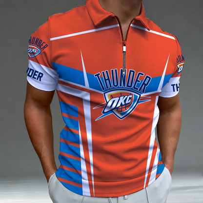 [HOT DEAL] NEW CUSTOMIZED NBA01 OCT OKLAHOMA CITY THUNDER ZIP POLO SHIRT