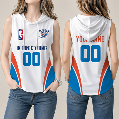 [HOT DEAL] NEW CUSTOMIZED NBA01 OCT OKLAHOMA CITY THUNDER  WOMEN'S SLEEVELESS HOODED POCKET TANK TOP