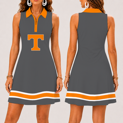[FAN FAVORITE] NEW CUSTOMIZED NCAA FBS01 TNV TENNESSEE VOLUNTEERS WOMEN'S ZIP SLEEVELESS POLO DRESS
