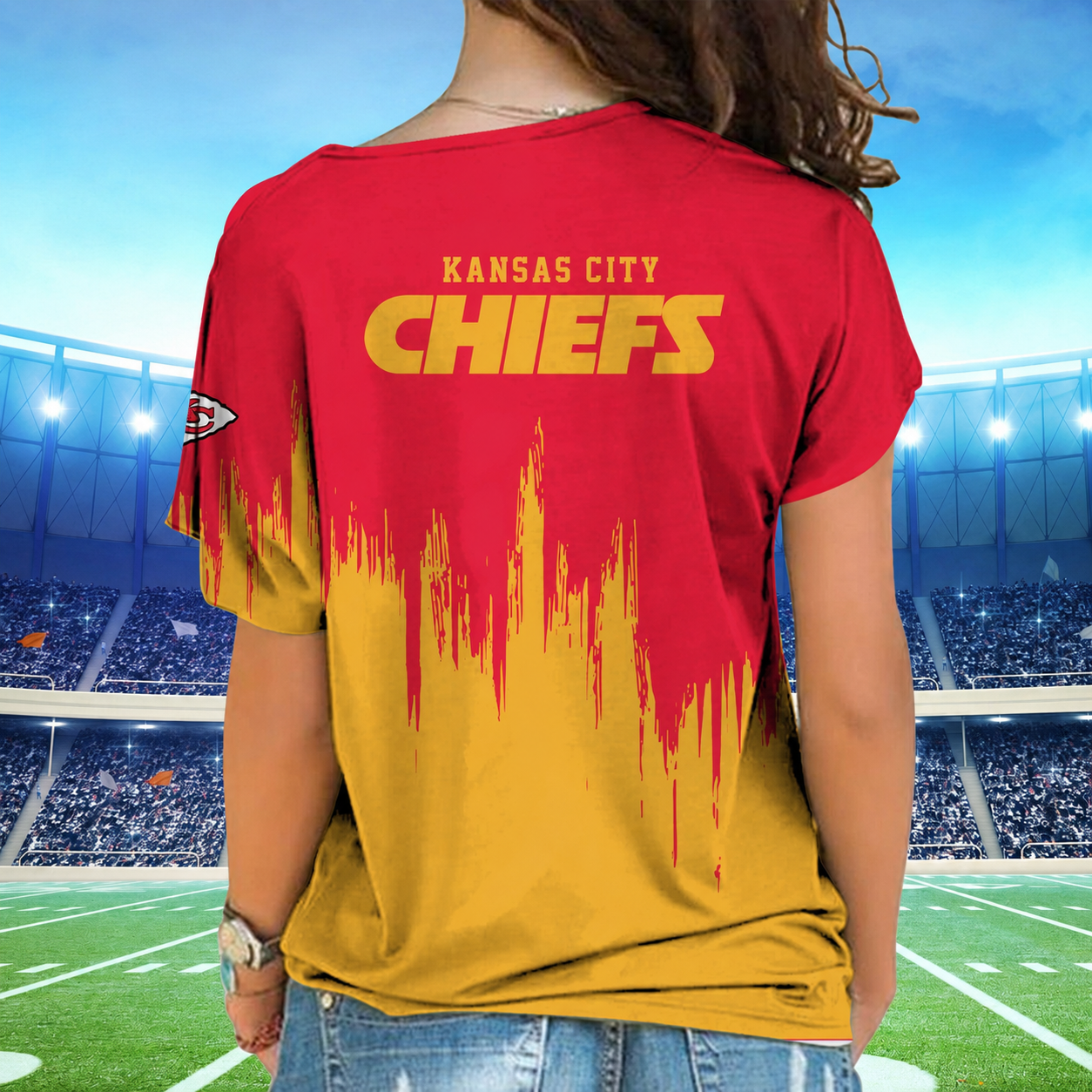 [SPECIAL OFFER] NEW CUSTOMIZED NFL01 KCC KANSAS CITY CHIEFS SHOULDER SHIRT