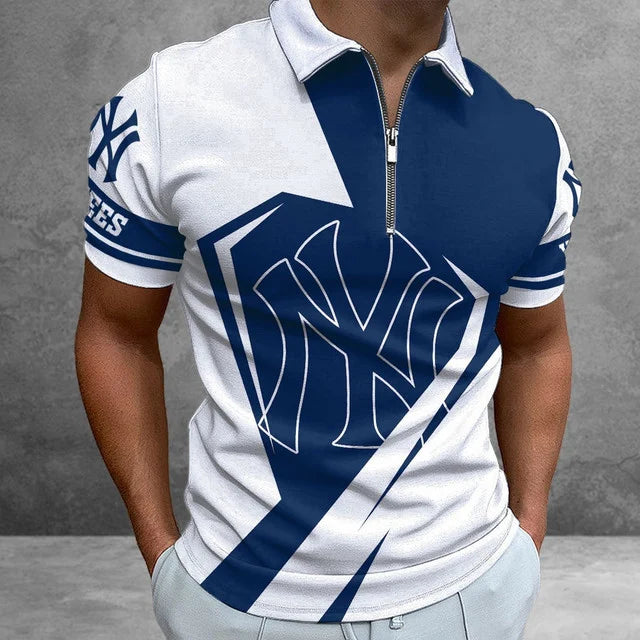 [FLASH SALE] NEW CUSTOMIZED MLB01 NYY NEW YORK YANKEES ZIP POLO SHIRT