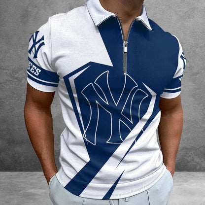 [FLASH SALE] NEW CUSTOMIZED MLB01 NYY NEW YORK YANKEES ZIP POLO SHIRT