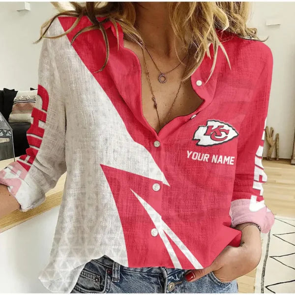 [SPECIAL OFFER] NEW CUSTOMIZED NFL01 KCC KANSAS CITY CHIEFS WOMEN CASUAL SHIRT