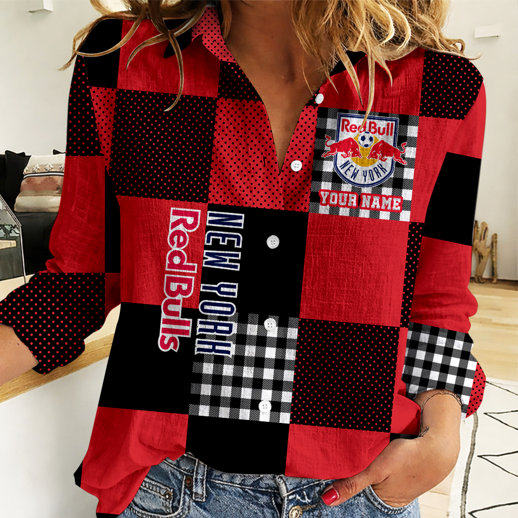 LIMITED EDITION - NEW CUSTOMIZED MLS01 NRB NY RED BULLS WOMEN CASUAL SHIRT
