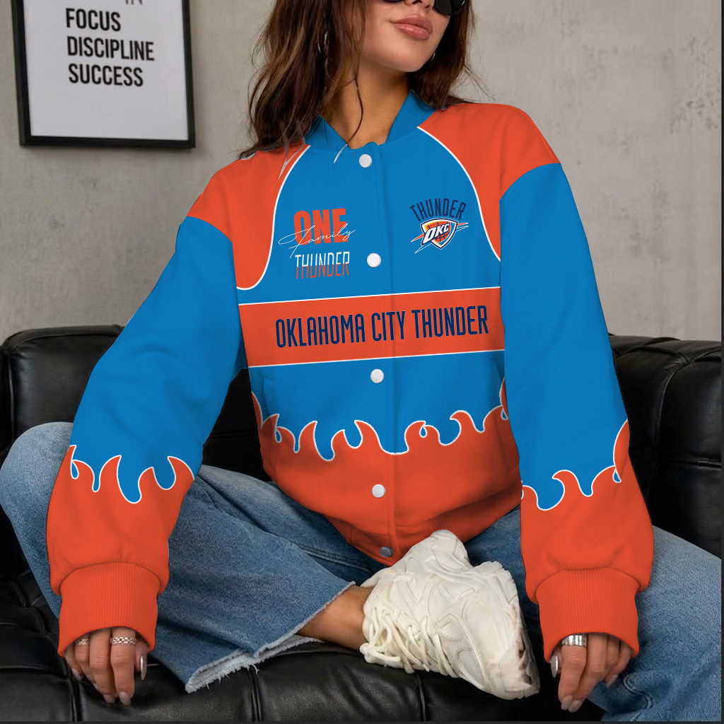 LIMITED EDITION - NEW CUSTOMIZED NBA01 OCT OKLAHOMA CITY THUNDER BASEBALL JACKET, SATIN VARSITY JACKET