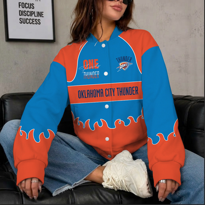 LIMITED EDITION - NEW CUSTOMIZED NBA01 OCT OKLAHOMA CITY THUNDER BASEBALL JACKET, SATIN VARSITY JACKET