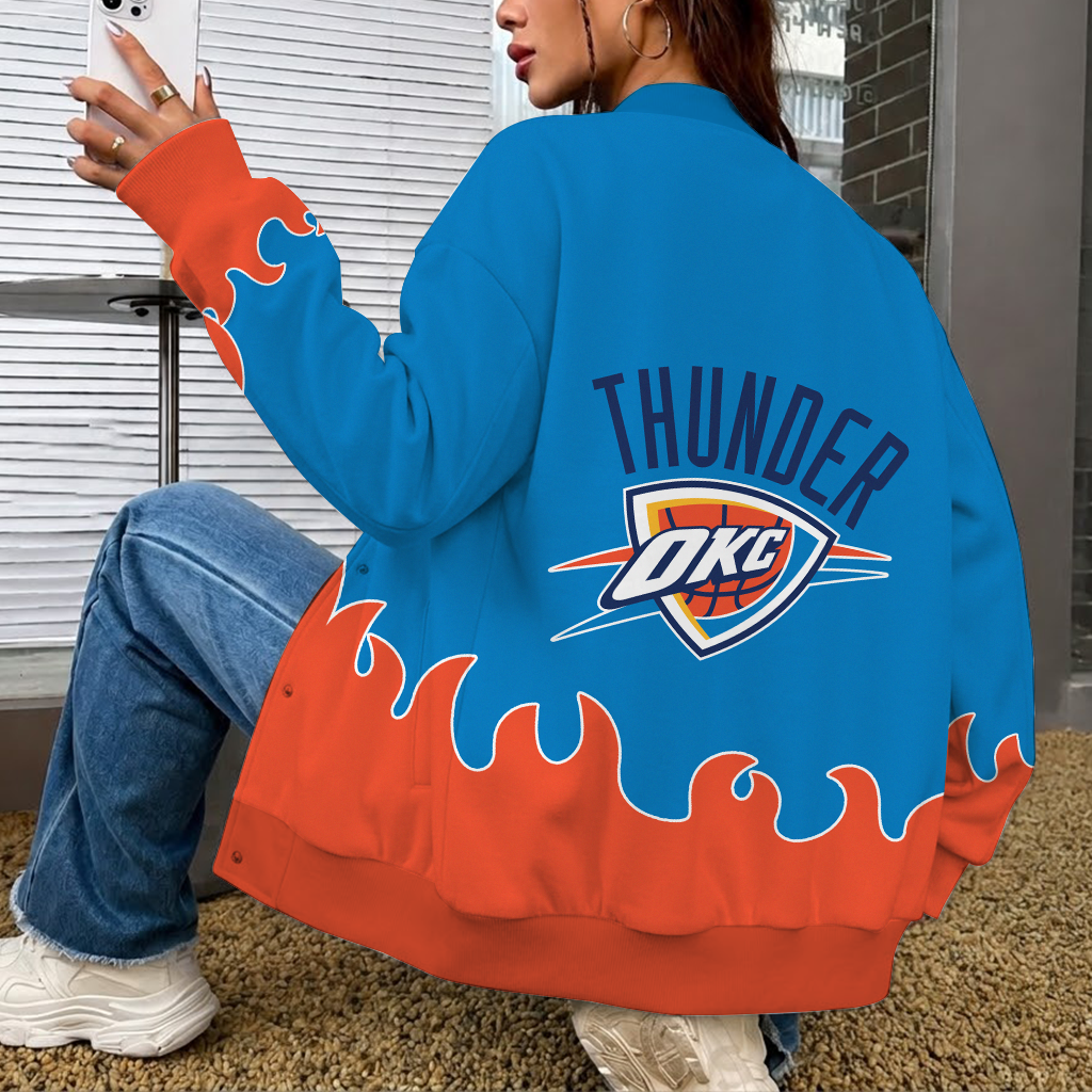 LIMITED EDITION - NEW CUSTOMIZED NBA01 OCT OKLAHOMA CITY THUNDER BASEBALL JACKET, SATIN VARSITY JACKET