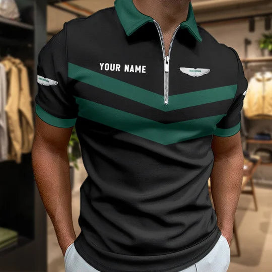 LIMITED EDITION - NEW CUSTOMIZED F102 AMR MARTIN ZIP POLO SHIRT