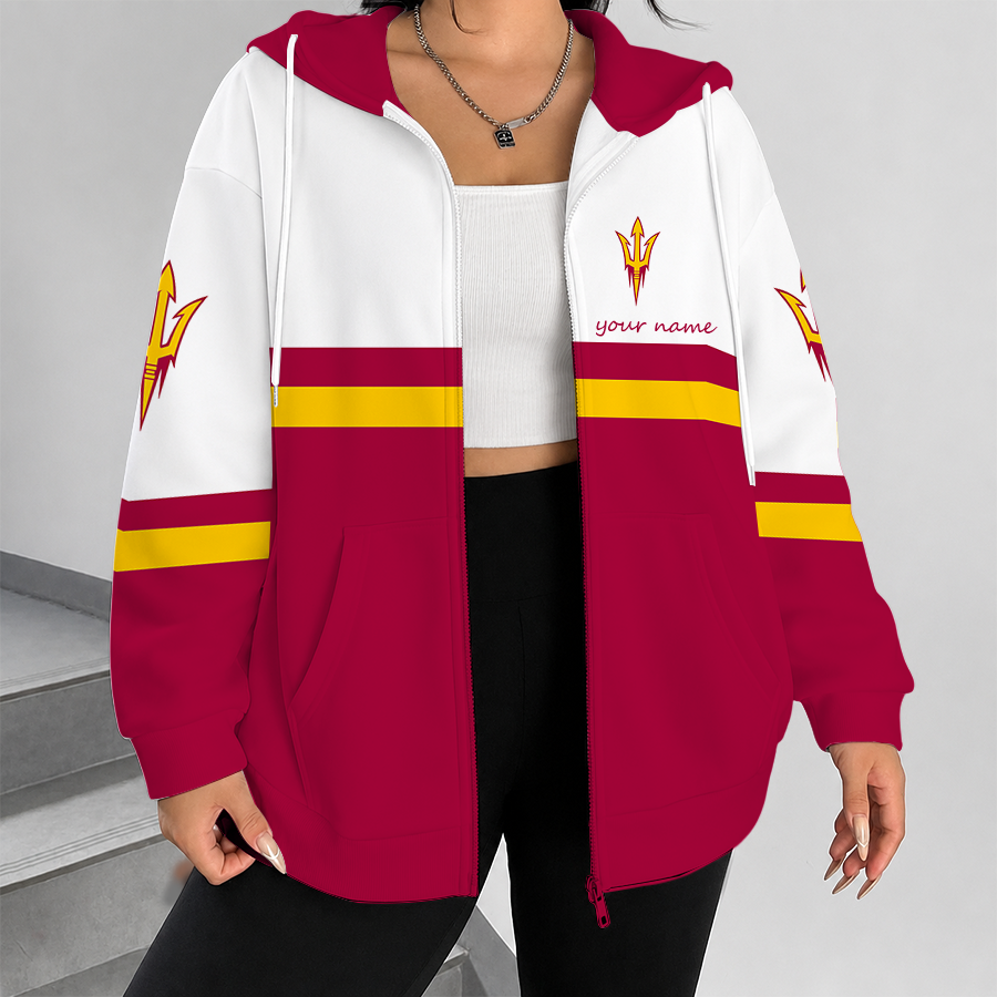 [FAN FAVORITE] NEW CUSTOMIZED NCAA CWS02 ASS ARIZONA STATE SUN DEVILS ZIP HOODIE