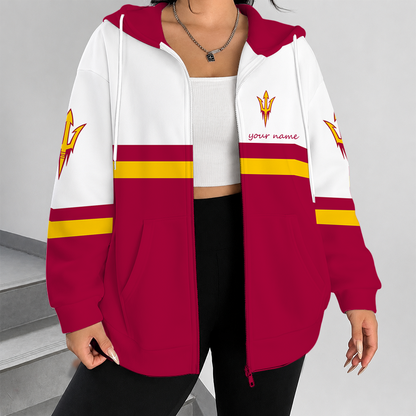[FAN FAVORITE] NEW CUSTOMIZED NCAA CWS02 ASS ARIZONA STATE SUN DEVILS ZIP HOODIE