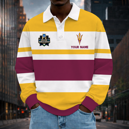LIMITED EDITION - NEW CUSTOMIZED NCAA CWS02 ASS ARIZONA STATE SUN DEVILS UNISEX LONG SLEEVE POLO