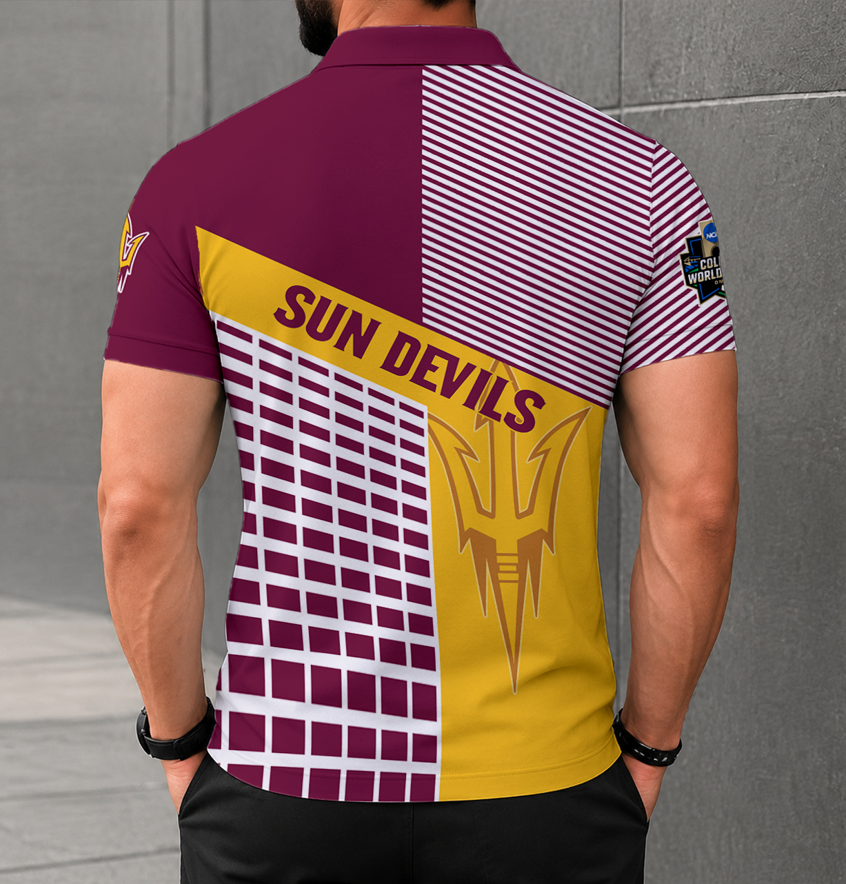 VIRAL EDITION - NEW CUSTOMIZED NCAA CWS02 ASS ARIZONA STATE SUN DEVILS POLO SHIRT