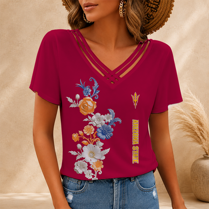 [FAN FAVORITE] NEW CUSTOMIZED NCAA CWS02 ASS ARIZONA STATE SUN DEVILS V-NECK SHIRT