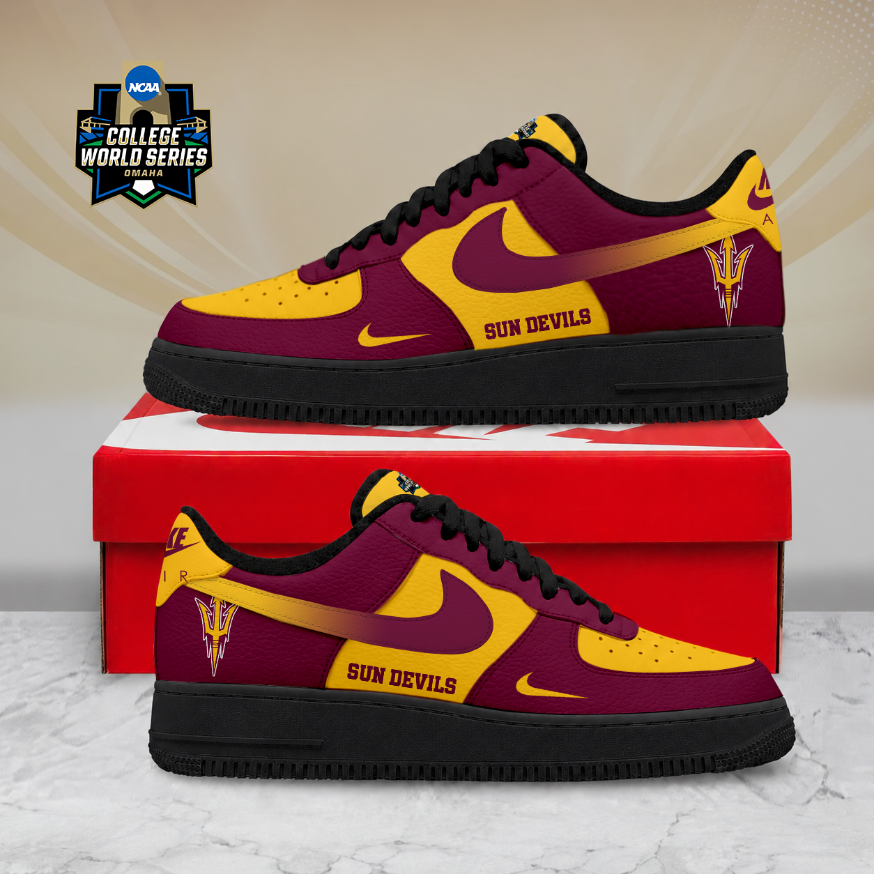 SPECIAL EDITION - NEW CUSTOMIZED NCAA CWS02 ASS ARIZONA STATE SUN DEVILS AF1 SHOES