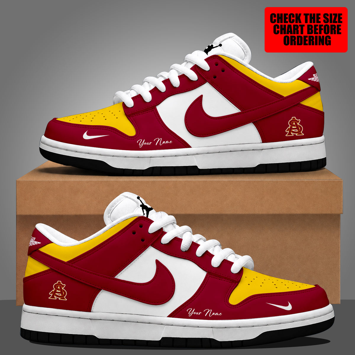 [FAN FAVORITE] NEW CUSTOMIZED NCAA CWS02 ASS ARIZONA STATE SUN DEVILS DUNK LOW SHOES