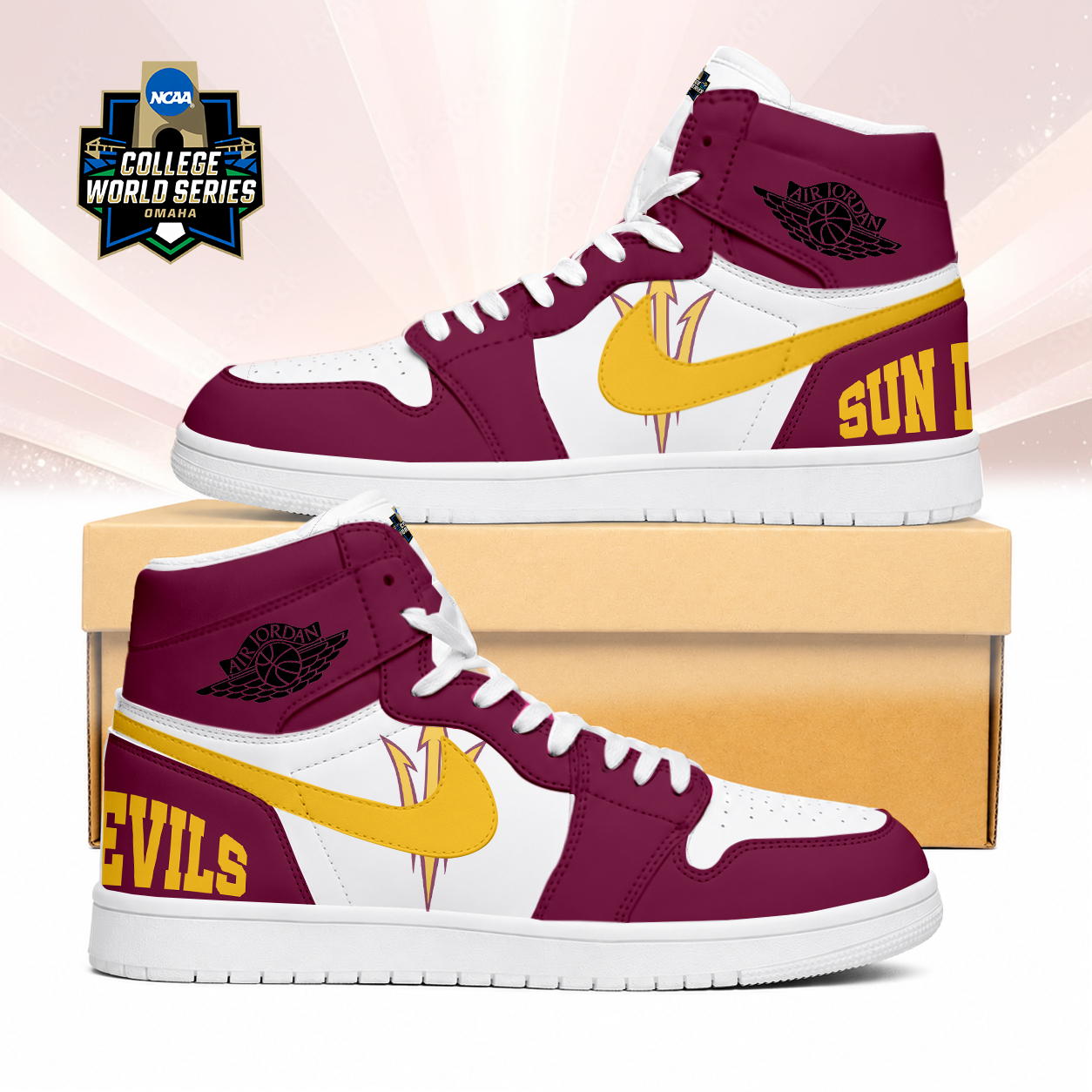 LIMITED EDITION - NEW CUSTOMIZED NCAA CWS02 ASS ARIZONA STATE SUN DEVILS AIR JORDAN SNEAKERS