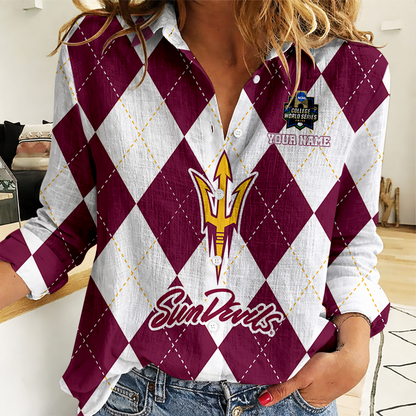 LIMITED DROP - NEW CUSTOMIZED | NCAA CWS02 ASS AS SUN DEVILS WOMEN CASUAL SHIRT FOR FAN