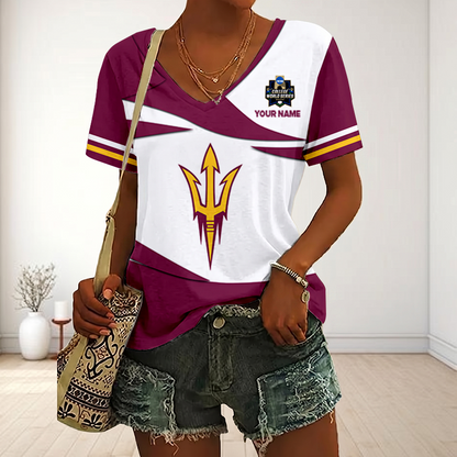 LIMITED DROP - NEW CUSTOMIZED | NCAA CWS02 ASS AS SUN DEVILS V-NECK FEMALE SHIRT