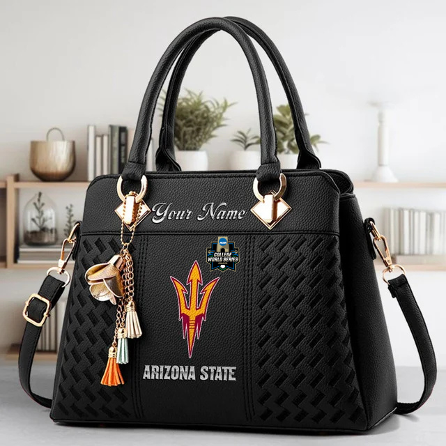 LIMITED EDITION - NEW CUSTOMIZED NCAA CWS02 ASS ARIZONA STATE SUN DEVILS ZIP HANDBAG MULTICOLOR