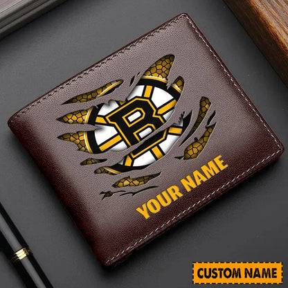 LIMITED EDITION - NEW CUSTOMIZED NHL02 BTB BOSTON BRUINS LEATHER WALLET